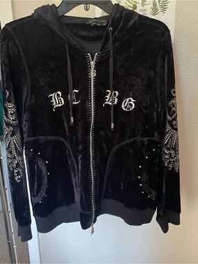 BCBG y2k Black Velvet Full Zip